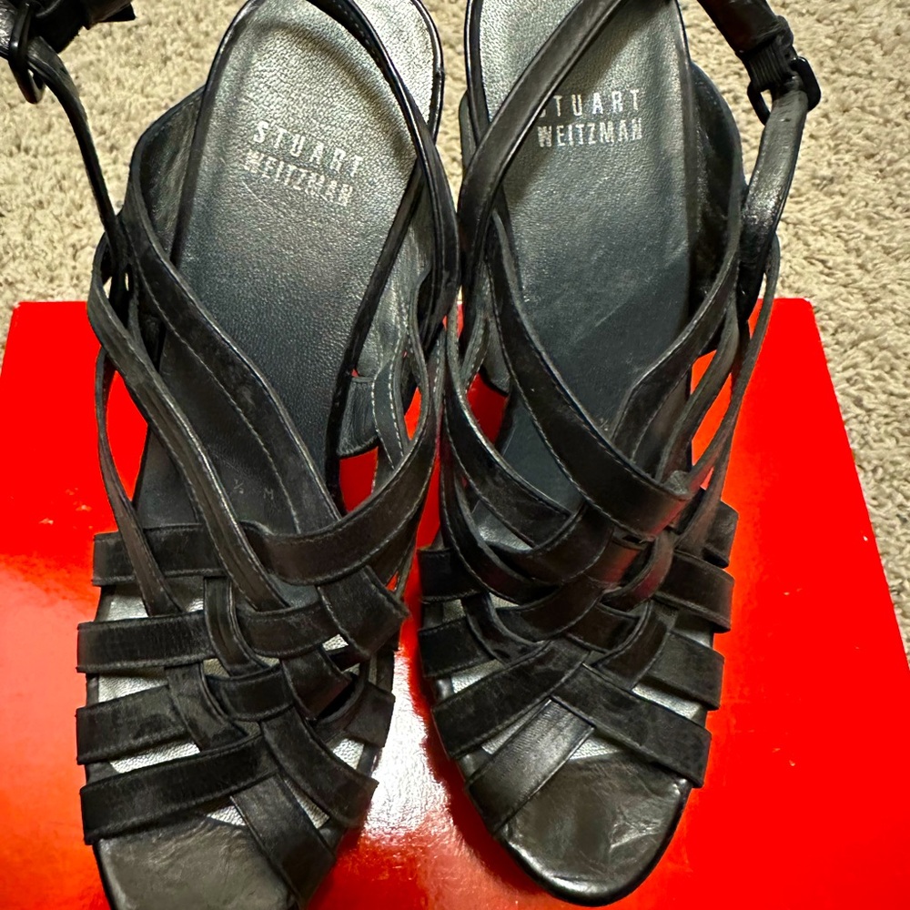 Stuart Weitzman Black Strappy Heels